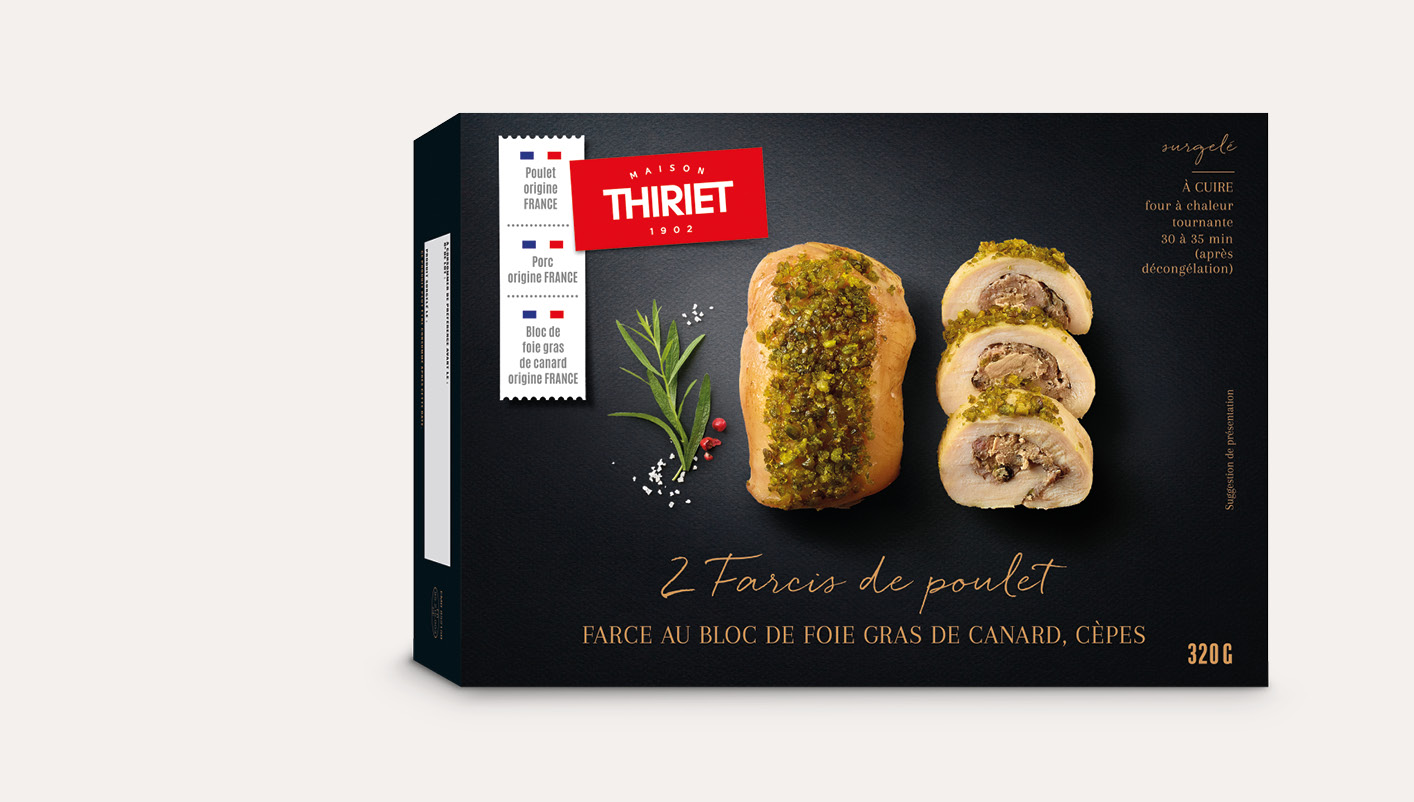 2 Farcis de poulet, farce au bloc de foie gras de canard