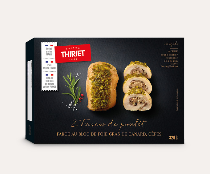 2 Farcis de poulet, farce au bloc de foie gras de canard