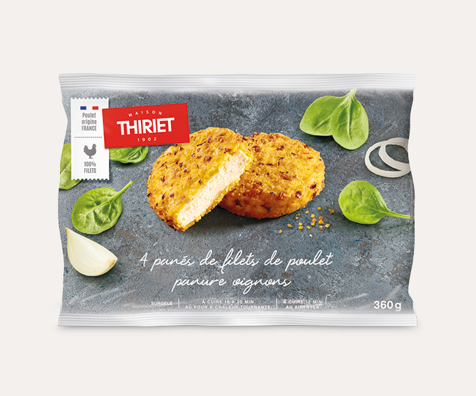 4 panés de filet de poulet panure oignons