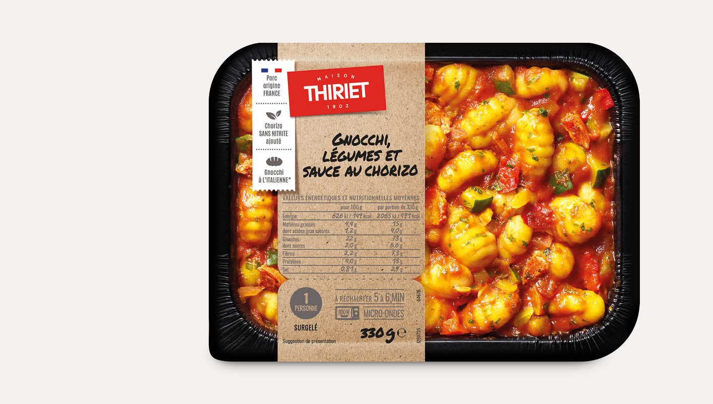 Gnocchi, légumes et sauce au chorizo