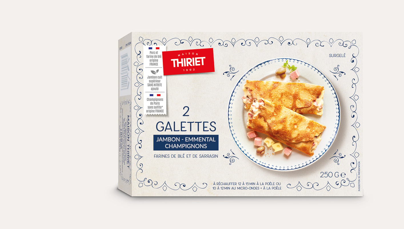 2 Galettes jambon, emmental, champignons