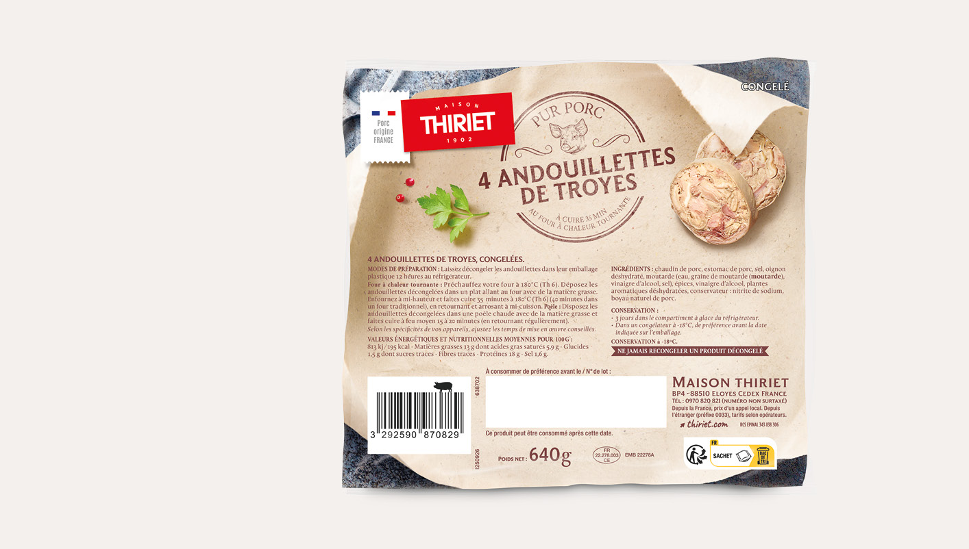 4 Andouillettes de Troyes pur porc
