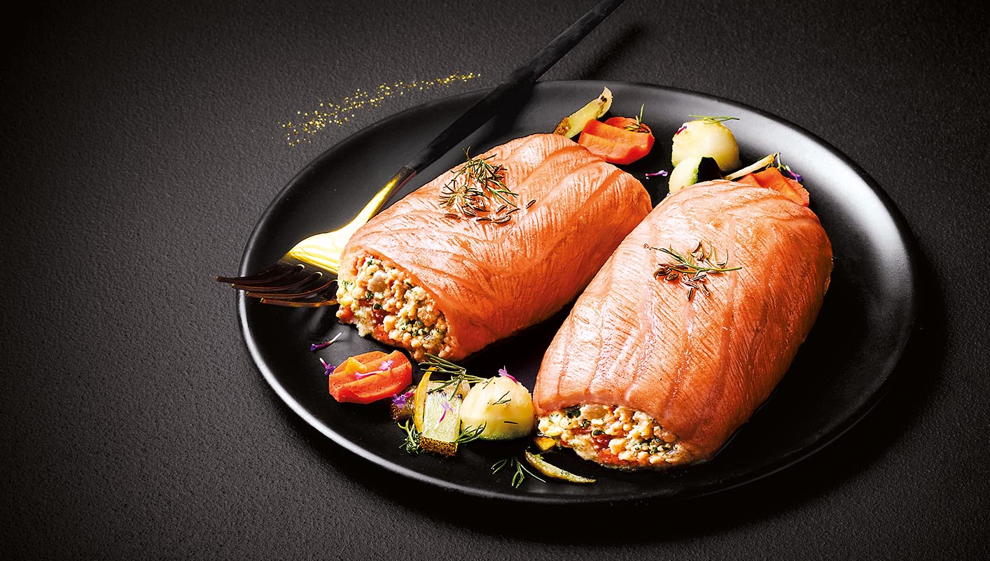 2 Paupiettes de saumon et colin (lieu) aux petits légumes