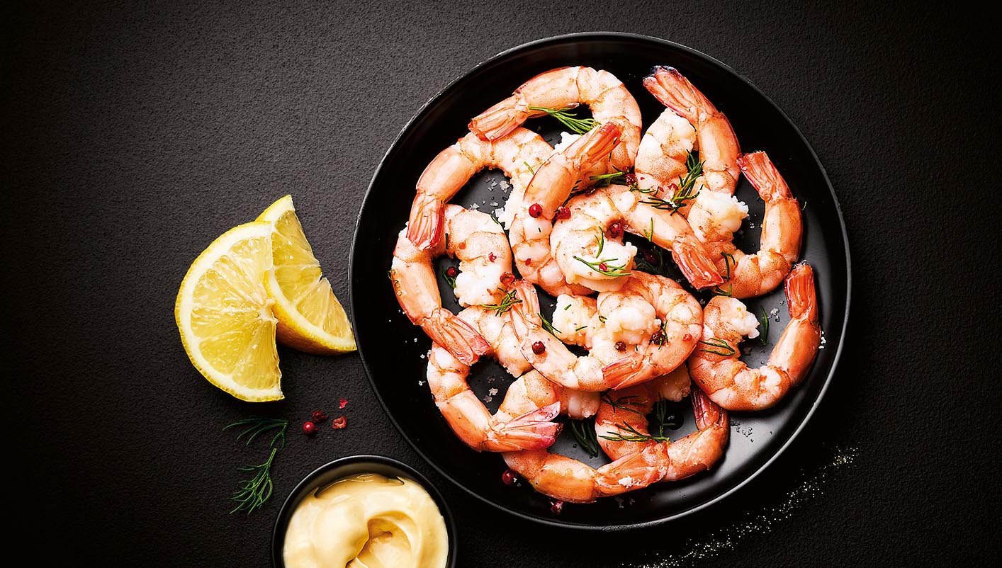 Queues de crevettes 'cocktail' décortiquées cuites