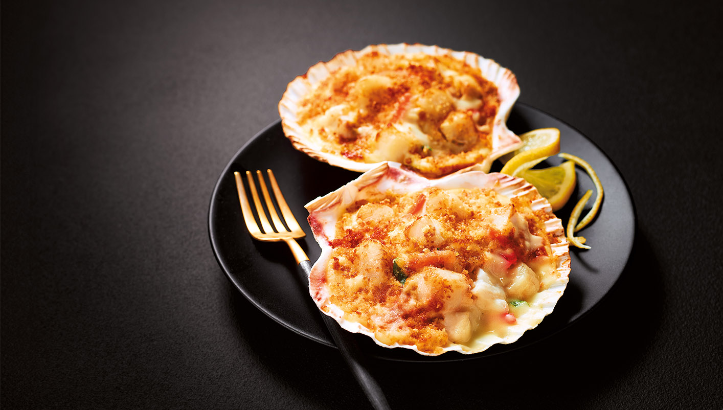 2 Coquilles aux cabillaud et St-Jacques, sauce au citron
