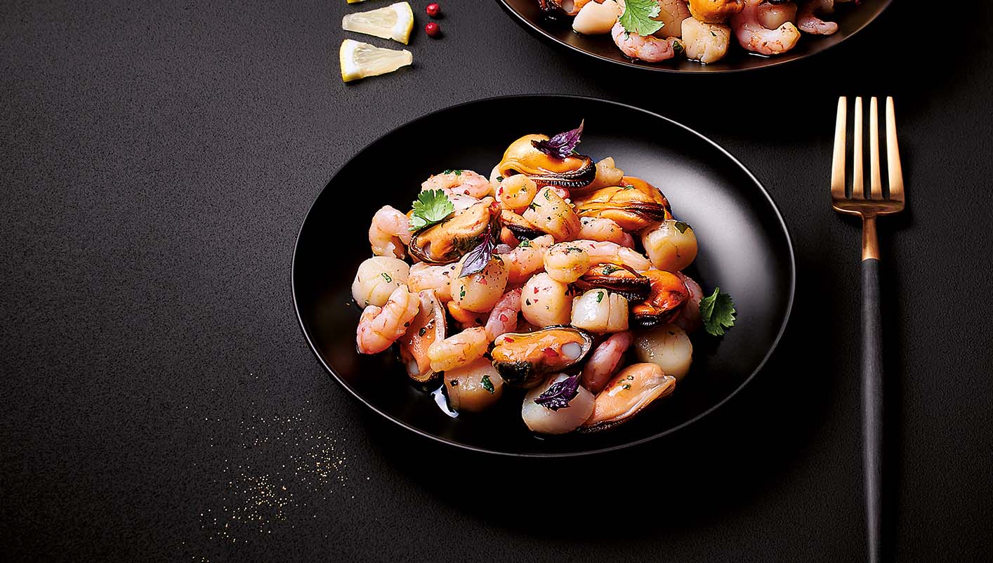 Mélange de moules, noix de St-Jacques et crevettes