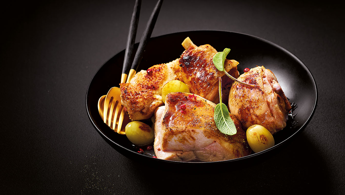 Découpe de chapon fermier de Bretagne