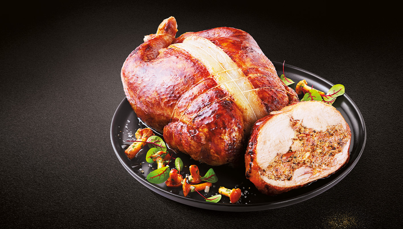 Poularde farcie, farce girolles