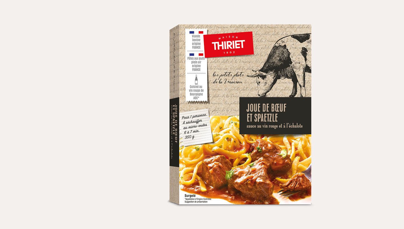 Joue de bœuf et spaetzle, sauce au vin rouge et à l'échalote