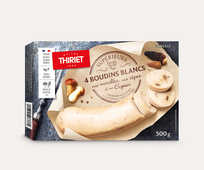 4 Boudins blancs supérieurs aux morilles, cèpes et Cognac
