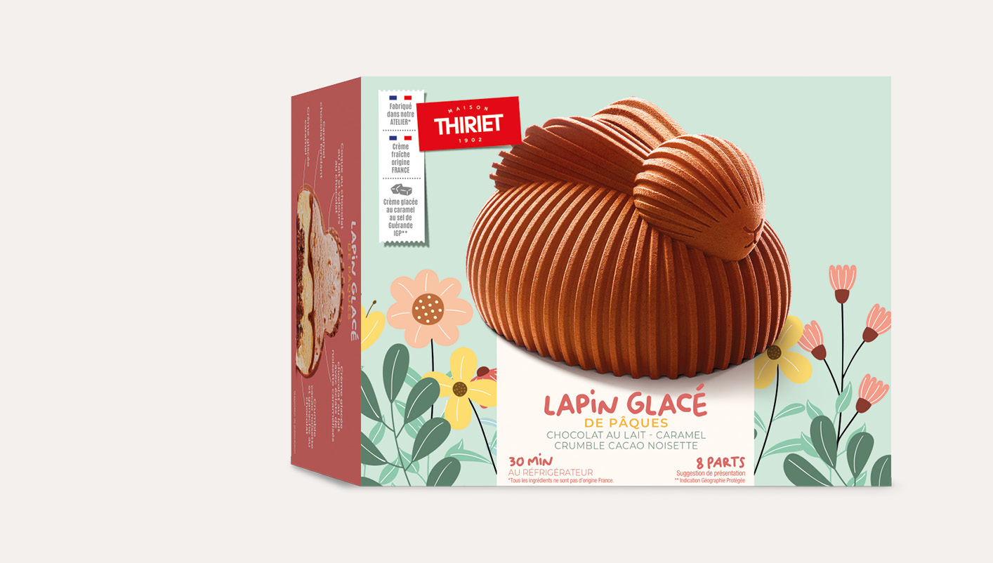 Lapin glacé de Pâques - Chocolat au lait, caramel, crumble