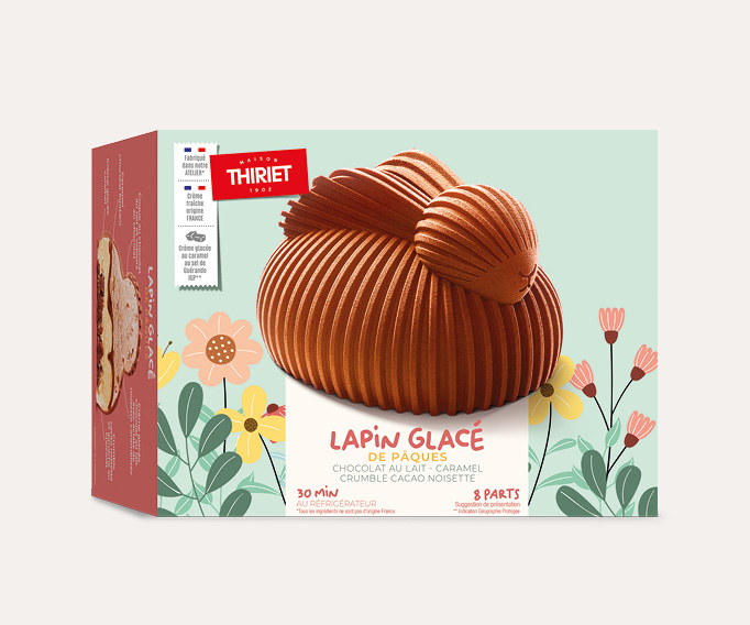 Lapin glacé de Pâques - Chocolat au lait, caramel, crumble