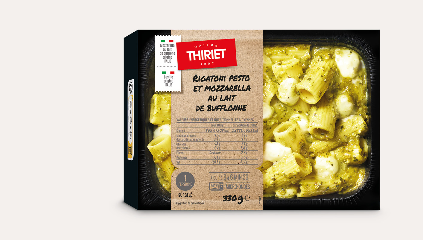 Rigatoni pesto et mozzarella au lait de bufflonne