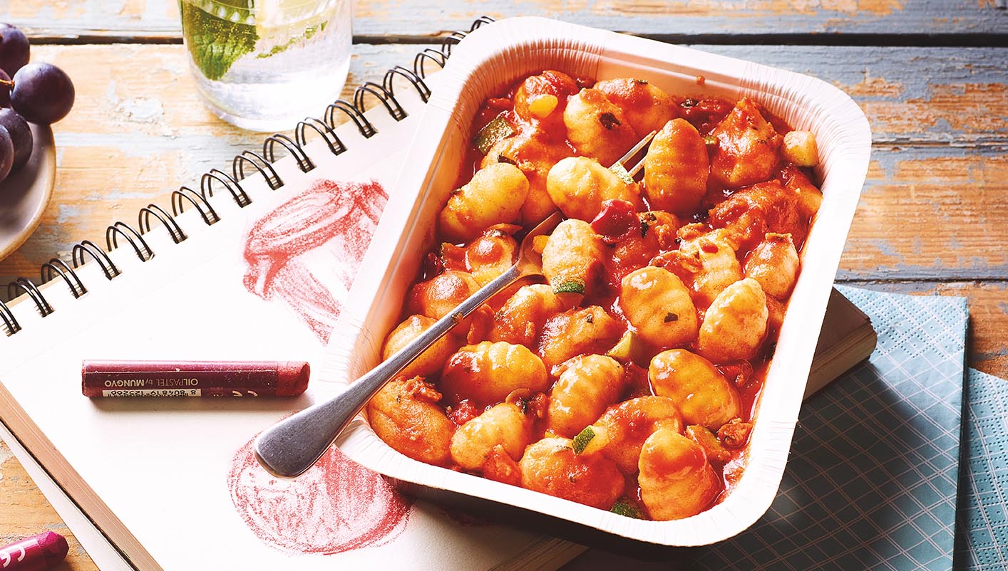 Gnocchi, légumes et sauce au chorizo