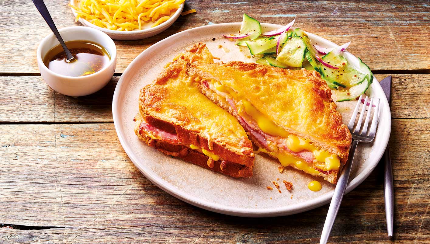 Croque-Monsieur cheddar bacon