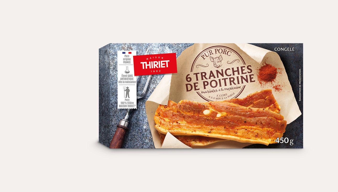 6 Tranches de poitrine pur porc marinées à la mexicaine