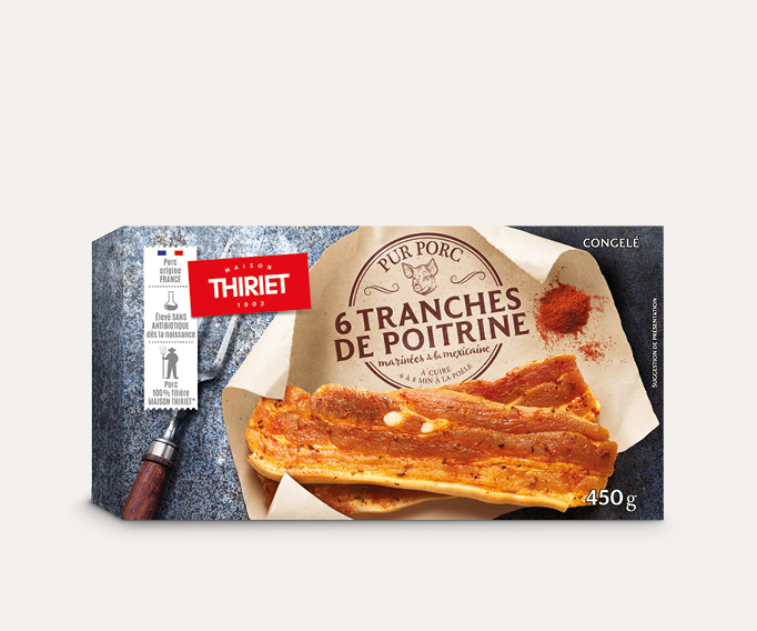 6 Tranches de poitrine pur porc marinées à la mexicaine