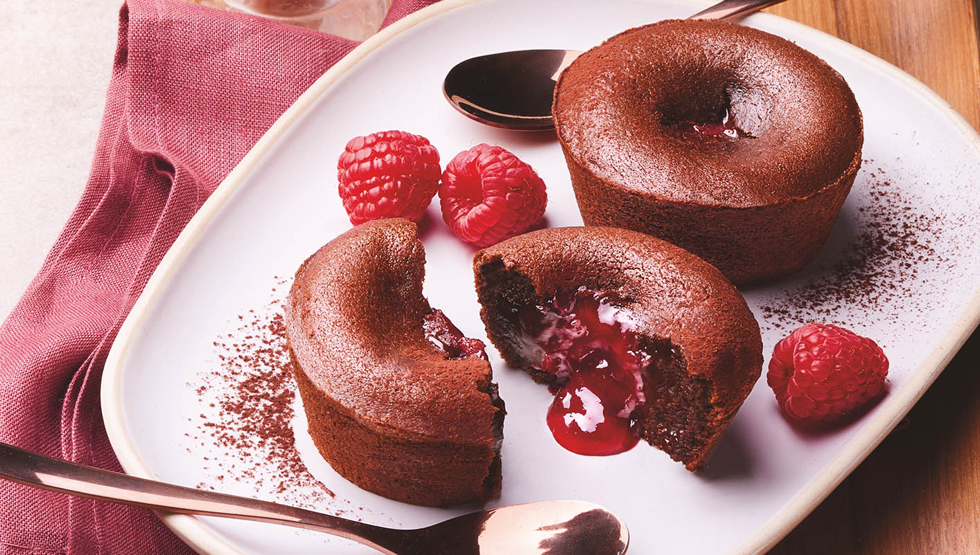 2 Moelleux chocolat/framboise