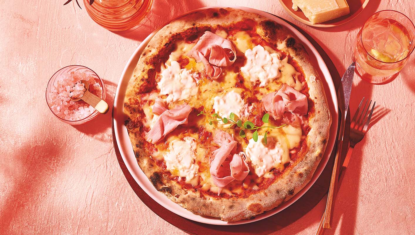 Pizza jambon fumé et mascarpone