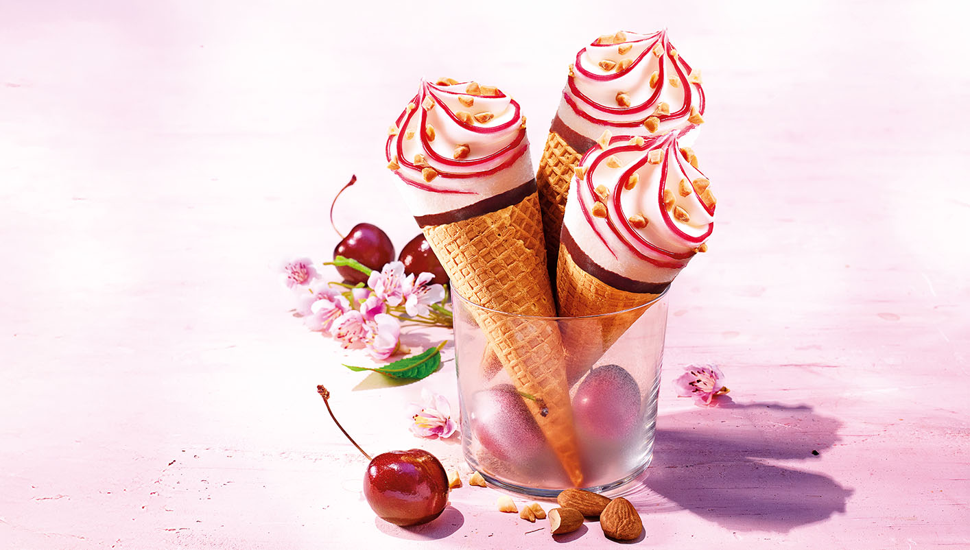 6 Cornets cherry, cœur de sauce griotte kirschée