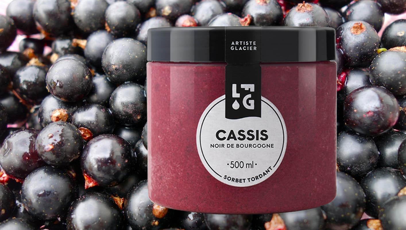 Sorbet plein fruit artisanal cassis noir de Bourgogne