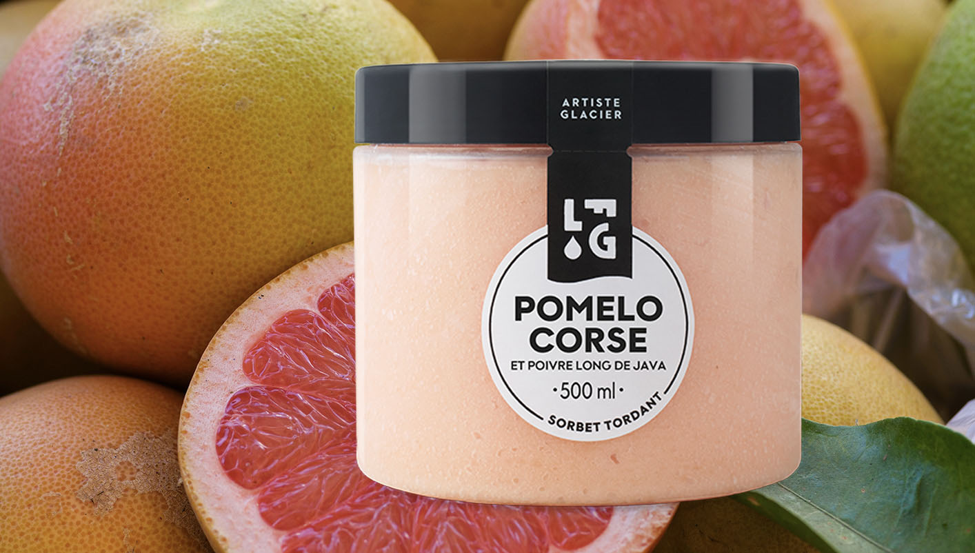 Sorbet plein fruit artisanal pomelo Corse poivre de Java