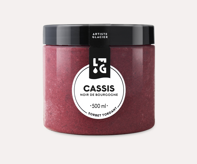 Sorbet plein fruit artisanal cassis noir de Bourgogne