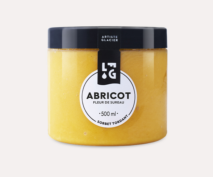 Sorbet plein fruit artisanal abricot fleur de sureau