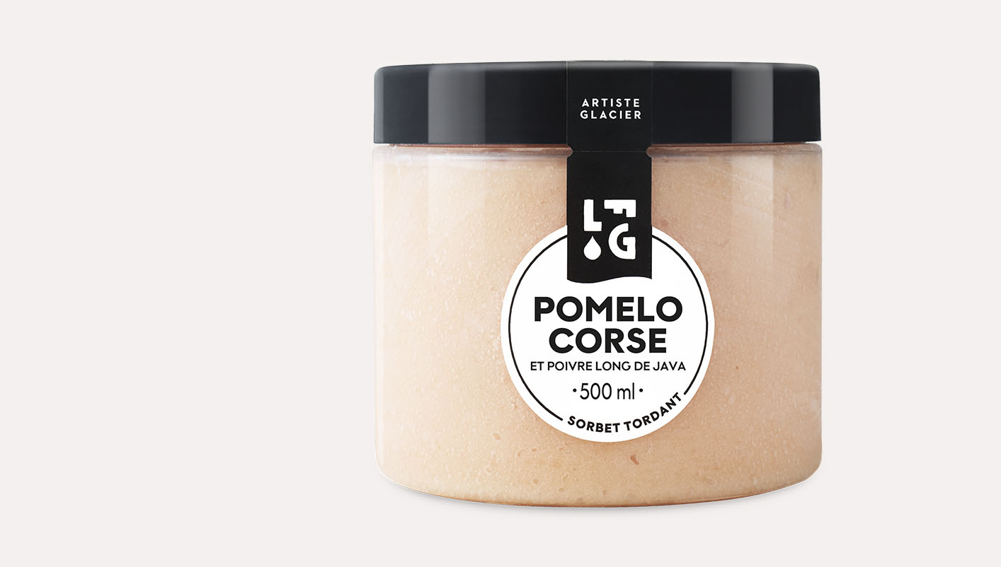 Sorbet plein fruit artisanal pomelo Corse poivre de Java