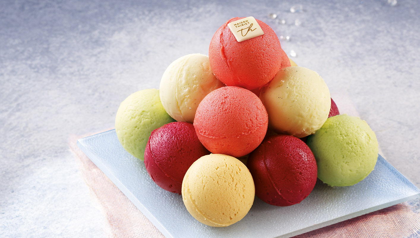 Cascade de crèmes glacées et sorbets