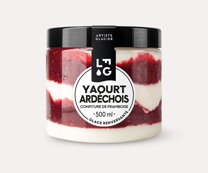 Glace artisanale yaourt ardéchois confiture de framboise