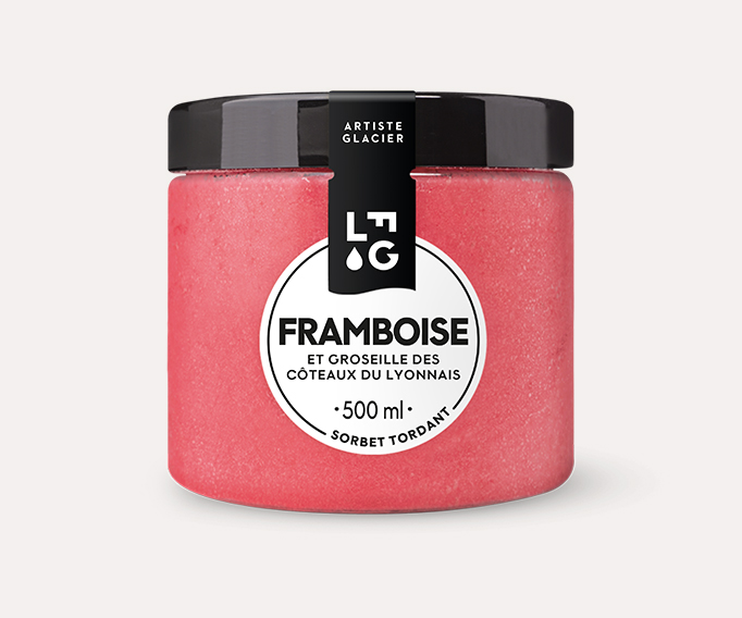 Sorbet plein fruit artisanal framboise et groseille