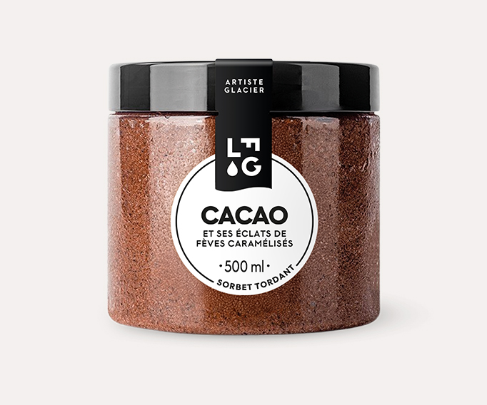 Sorbet artisanal cacao et ses éclats de fèves caramélisés