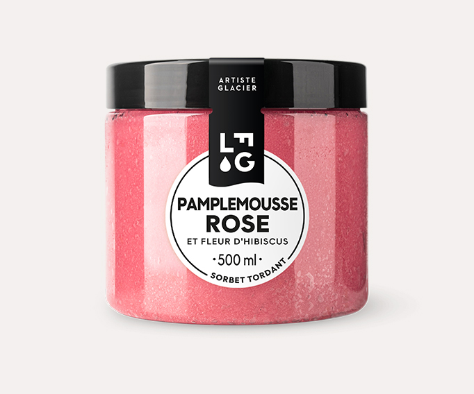 Sorbet plein fruit pamplemousse rose et fleur d'hibiscus
