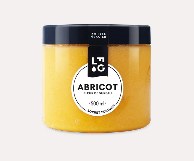 Sorbet plein fruit artisanal abricot fleur de sureau
