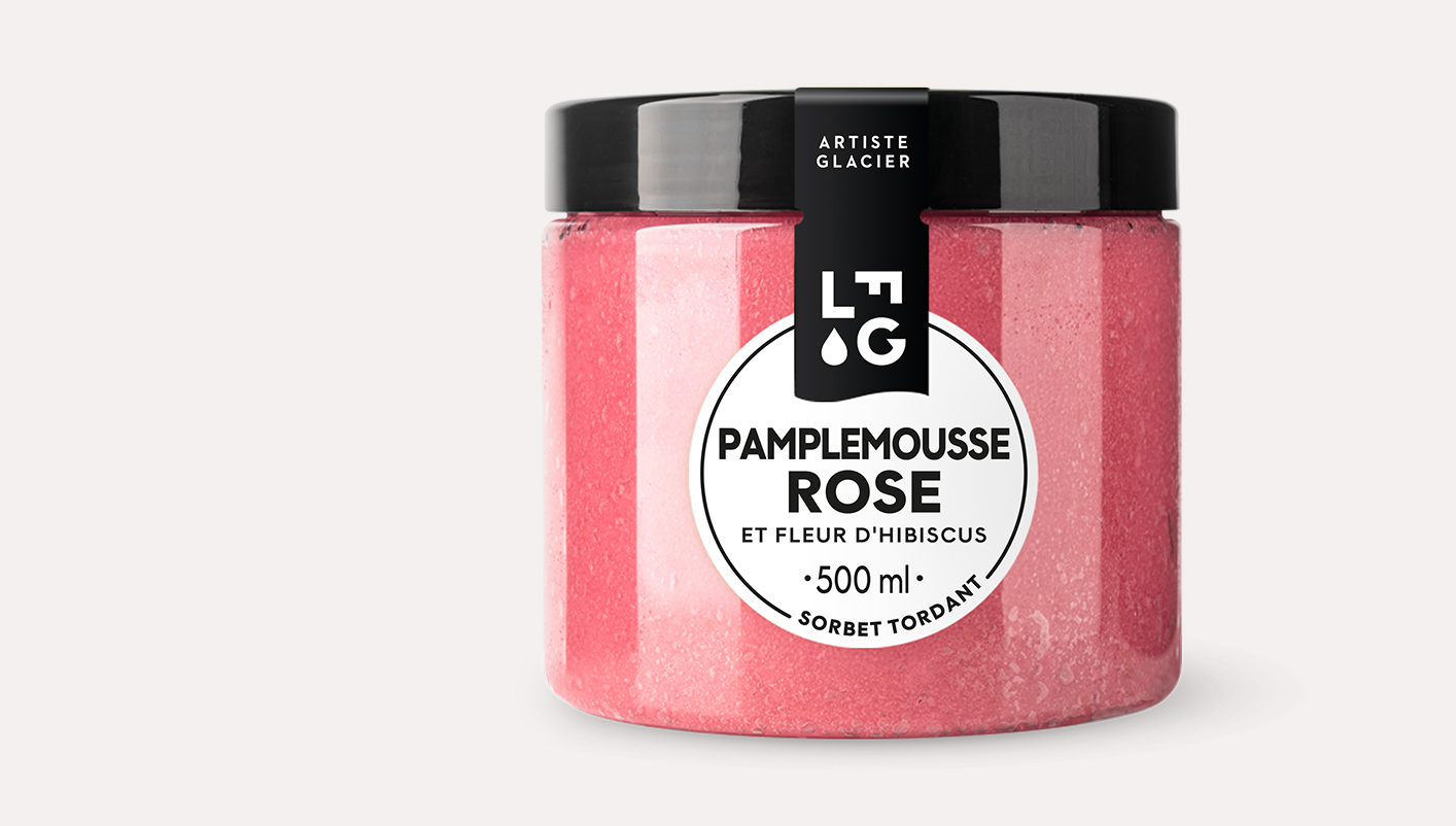Sorbet plein fruit pamplemousse rose et fleur d'hibiscus
