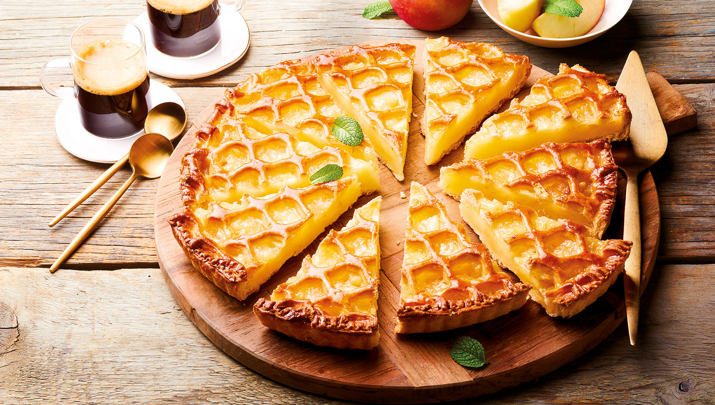 Tarte aux pommes découpée