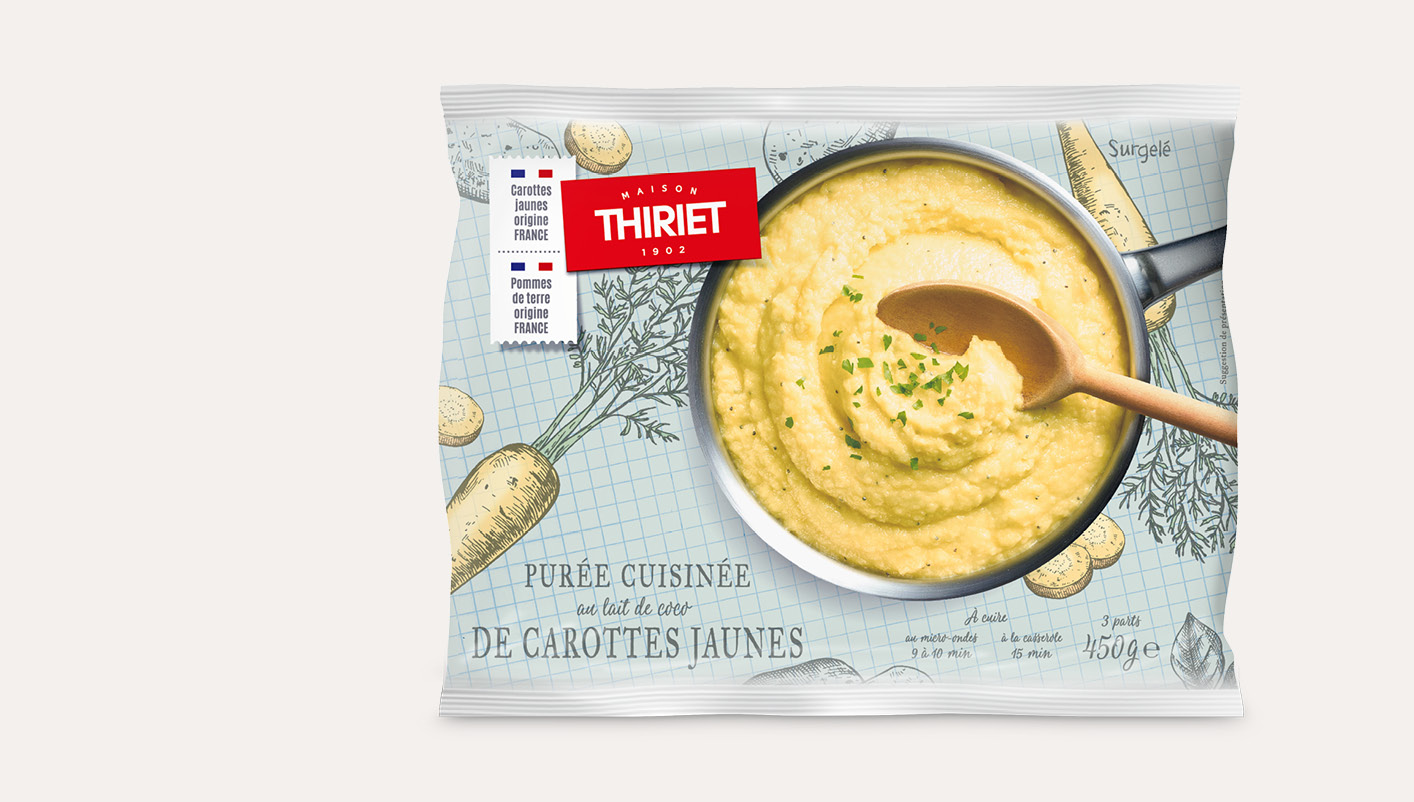 Purée cuisinée de carottes jaunes au lait de coco