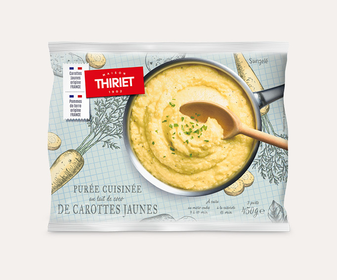 Purée cuisinée de carottes jaunes au lait de coco