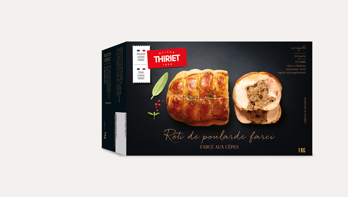 Rôti de poularde farci, farce aux cèpes