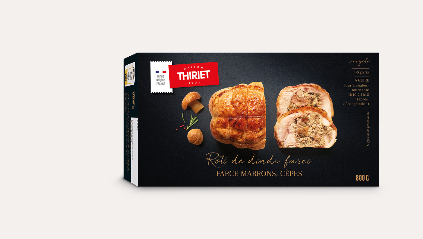Rôti de dinde farci, farce marrons et cèpes