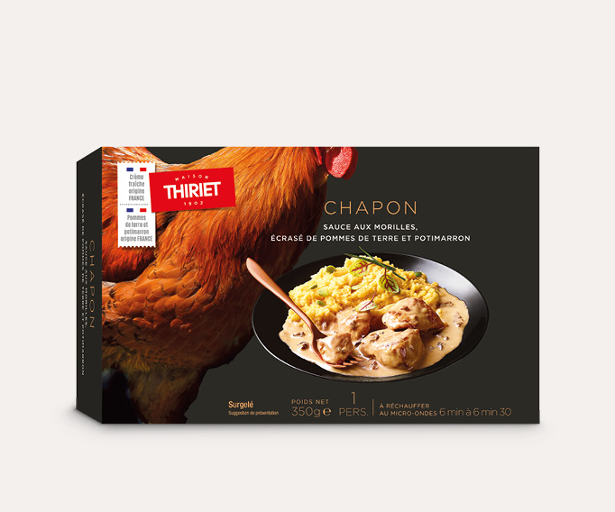 Chapon sauce morilles écrasé de pommes de terre/potimarron
