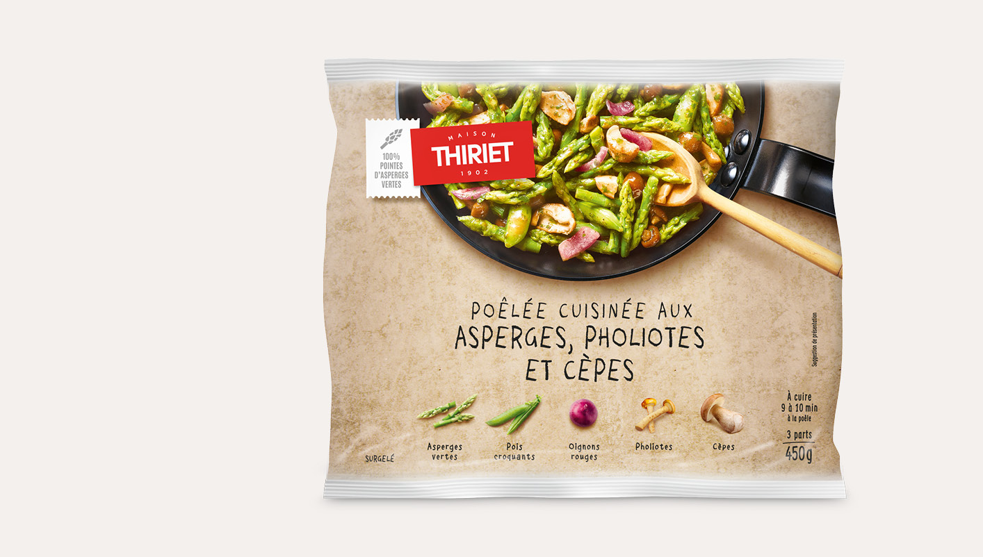Poêlée cuisinée aux asperges, pholiotes et cèpes