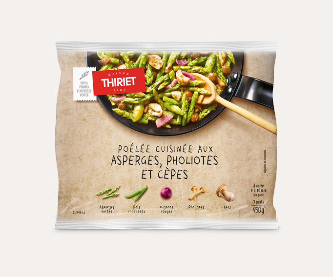Poêlée cuisinée aux asperges, pholiotes et cèpes
