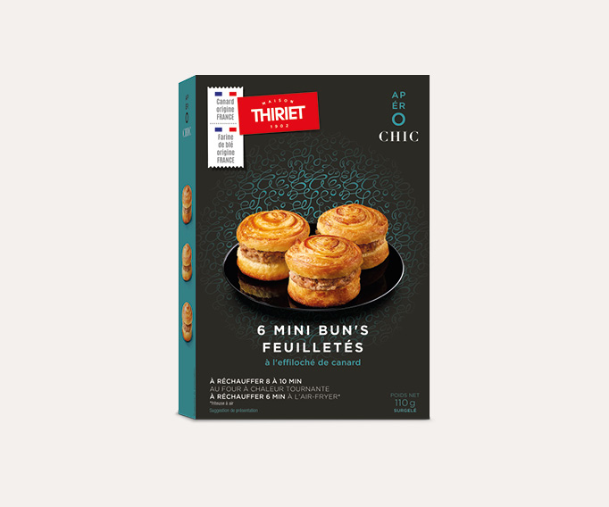 6 mini bun's feuilletés à l'effiloché de canard