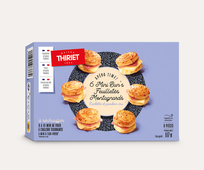6 Mini bun's feuilletés montagnards - Raclette et jambon cru