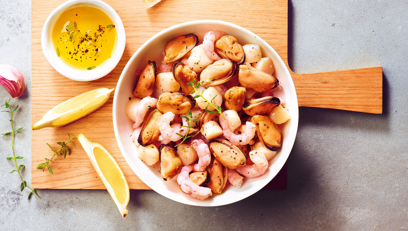 Mélange de moules, noix de St-Jacques et crevettes