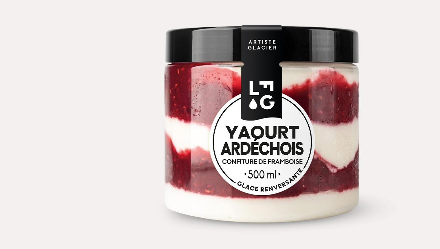 Glace artisanale yaourt ardéchois confiture de framboise