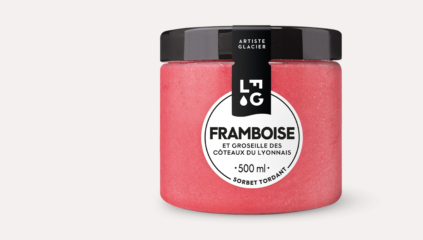 Sorbet plein fruit artisanal framboise et groseille