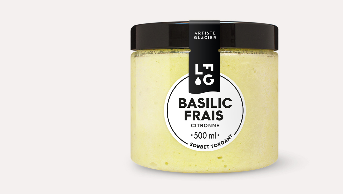 Sorbet artisanal basilic frais citronné